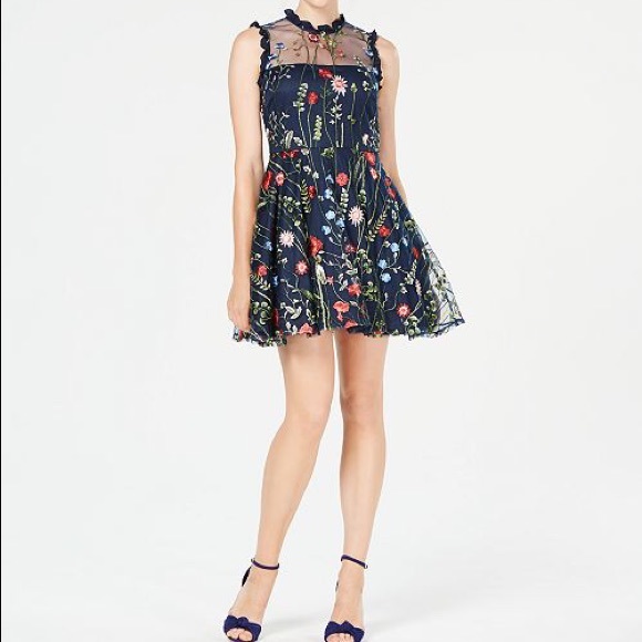 City Studio Dresses & Skirts - Floral Embroidered Fit & Flare Dress